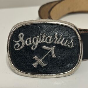 B-Low the Belt Black and Silver Sagittarius Buckle Women’s Large